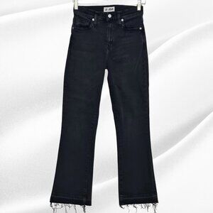 2/$50 Le Jeans Black Bella Crop Flare Distressed Hem Size 25
